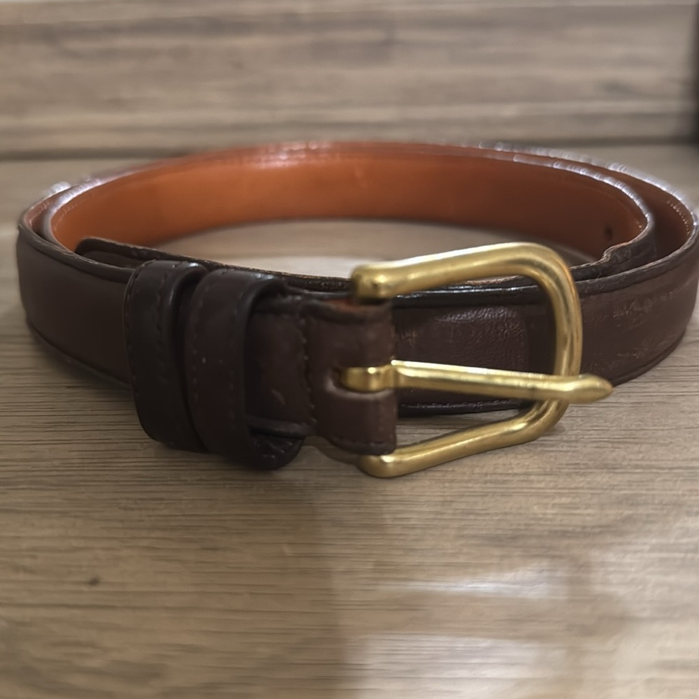 Coach Brown and Gold Leather Belt